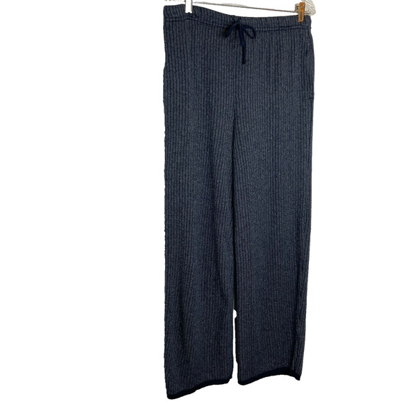 Women's Large Eileen Fisher 100% Cotton Blue Knit Drawstring Sweatpants Lounge - Picture 2 of 5